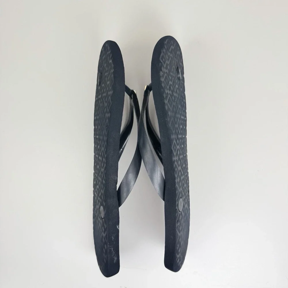 Tory Burch Heart Print Flip Flop Sandals Navy Pink Logo Womens Size 8